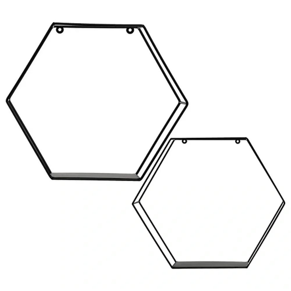 Hexagon Geometric Honey Comb Wall Decorative Shelves Floating Shelf Black Metal